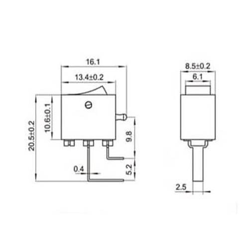 KCD11 Mini On-Off Anahtar PCB Tip - Siyah