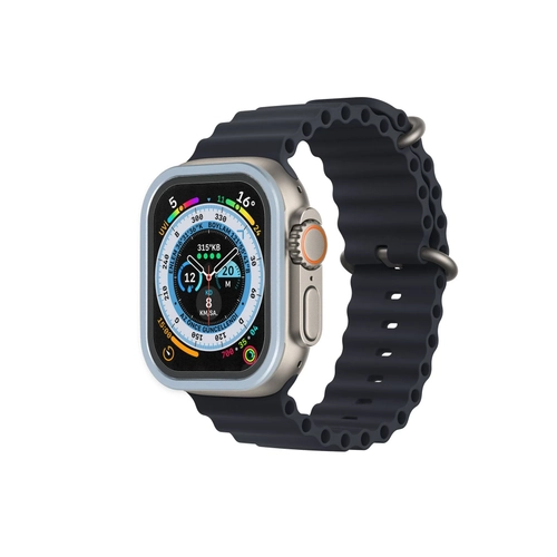 Newface Apple Watch Ultra 49mm Alminyum Kasa Cam Ekran Koruyucu - Mavi