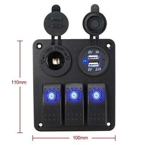3'l ON-OFF Ikl Anahtar Switch Panel 2x5V USB ve akmaklk kl