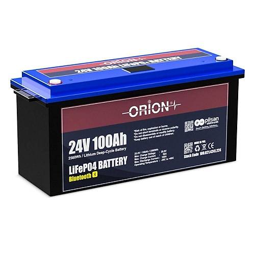 Orion Ak LifePO4 24100B 24V 100AH Bluetooth Ekranl