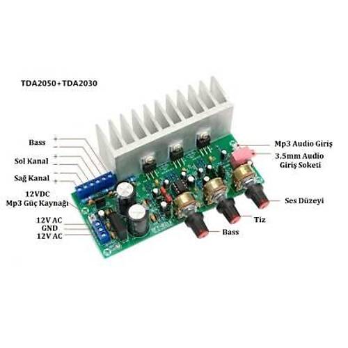 TDA2050 + TDA2030 18W + 18W / 32W 2.1-Kanall Subwoofer Ses G Amplifikatr Kart