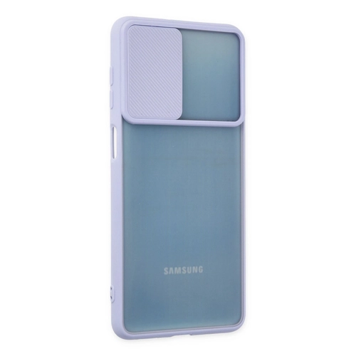 Newface Samsung Galaxy M52 5G Klf Palm Buzlu Kamera Srgl Silikon - Lila