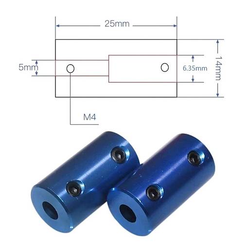 5x6.35mm Sabit Kaplin aft 3D Printer Yazc