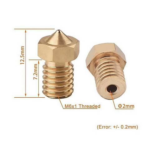 3D Yazc-Printer M6 1.75mm / 0.4mm V5-V6 Pirin Nozzle