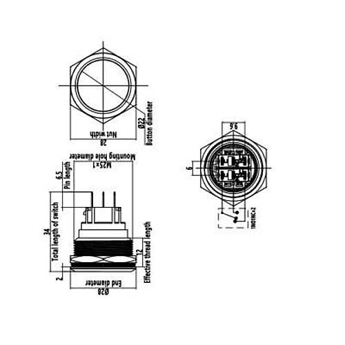 25B-G1 25mm kk Yayl Metal Buton