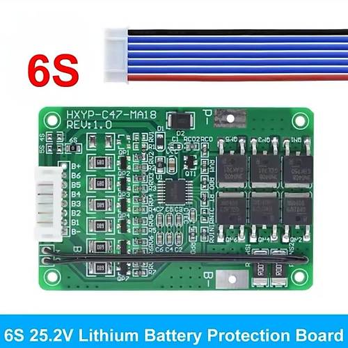 6S 20A BMS 25.2V 18650 Lityum Pil arj Koruma Devresi Termistrl