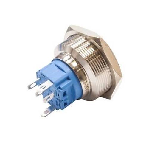28B-G1Z-E 28mm kk Anahtarl Ikl Metal Buton - Krmz