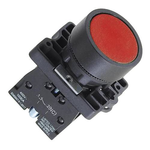 LAY5-EA42 22mm Buton Normalde Kapal Kontak Krmz
