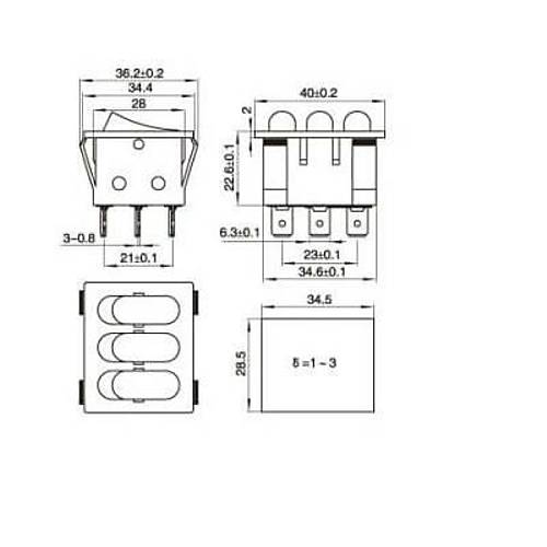 KCD3 l Ikl ON-OFF Anahtar 9 Pin
