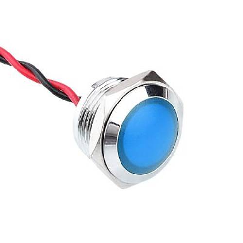 16L-P1 16mm 12-24V Kablolu Metal Sinyal Lambas - Mavi