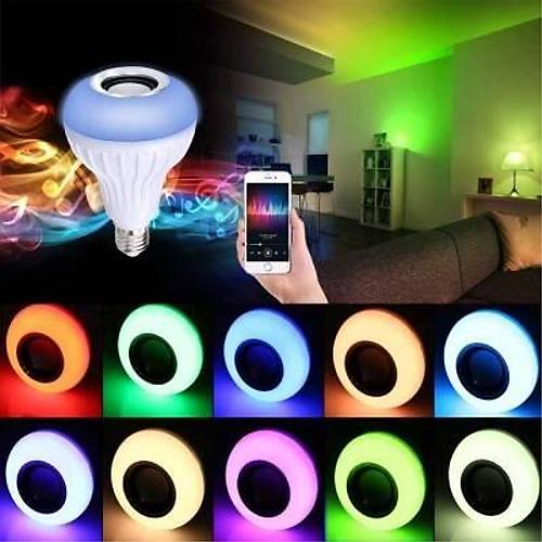 Bluetooth Hoparlr Akll RGB Led Ampul Lamba