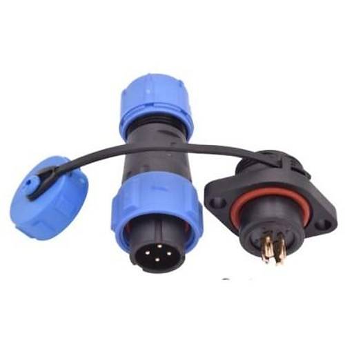 SD13 4 Pin 13mm Su Geirmez Konnektr Takm - Flanl Panel Tipi