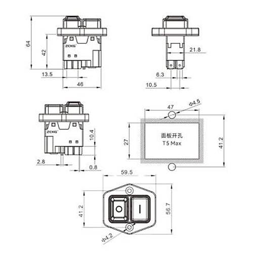 ZCD-02H 5-Pin Elektromanyetik Switch