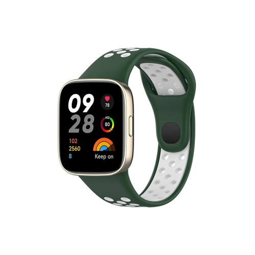 Newface Xiaomi Redmi Watch 3 Spor Delikli Kordon - Haki Yeil-Beyaz
