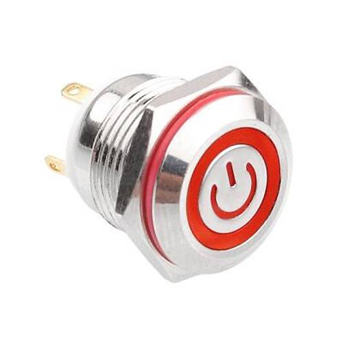 16H-P1-EC 16mm Dz Yayl Ikl Power Metal Buton - Krmz