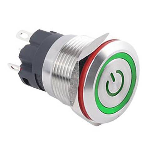 19A-P1-EC 19mm Dz Yayl Ikl Power Metal Buton - Yeil