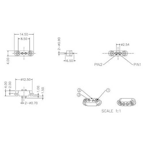 LK-2PIN-1450404 2-Pin 2.54mm Pogo Pin Manyetik Konnektr Takm