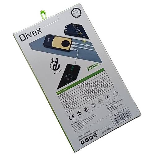 Divex 20000 mAh Powerbank 22.5W 4 Farklı Kablo Çıkışlı DP-440