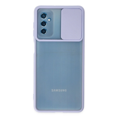 Newface Samsung Galaxy M52 5G Klf Palm Buzlu Kamera Srgl Silikon - Lila