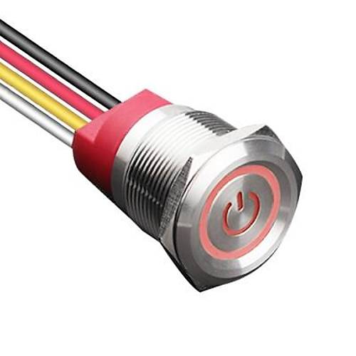 WD22T-P1-EC 22mm Dokunmatik Touch Metal Buton - Krmz