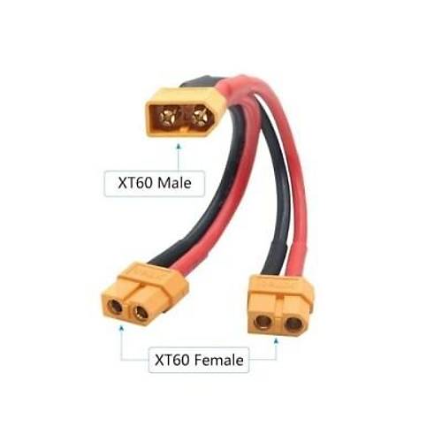 XT60 1 Erkek - 2 Dii Y Splitter Paralel Dntrc Kablo 20cm