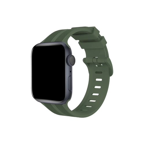 Newface Apple Watch 38mm KR408 izgili Silikon Kordon - Koyu Yeil