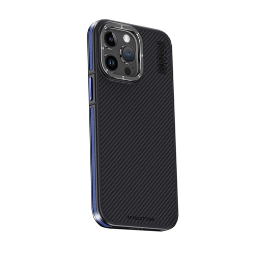 Joko iPhone 15 Pro Klf Aramid 600D Kevlar Karbon Fiber Magsafe Kapak - Lacivert