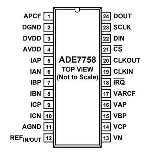 ADE7758ARWZ SOIC-24 ok Fonksiyonlu Enerji lm Entegresi