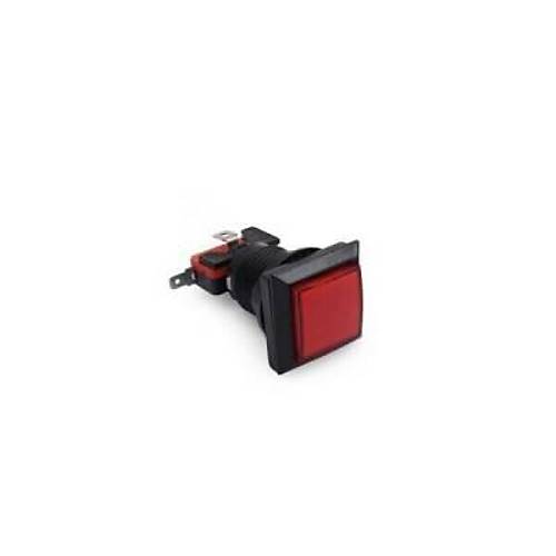 33mm 12V Kare Ikl Oyun Makinesi Butonu - Krmz
