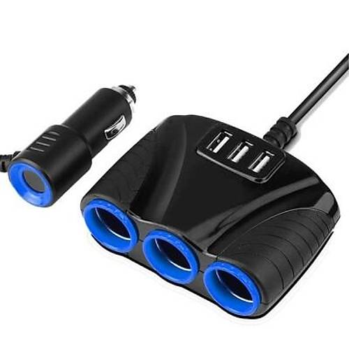 120W 10A 3'lü USB'li Çakmaklık Çoklayıcı