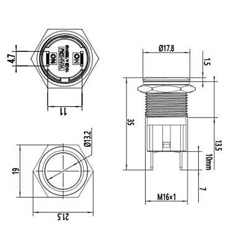 16D-P1 16mm Dz Yayl Metal Buton