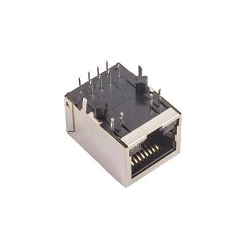 RJ45 Işıklı Dişi Ethernet Konnektörü - PCB Tipi 16x21x13mm