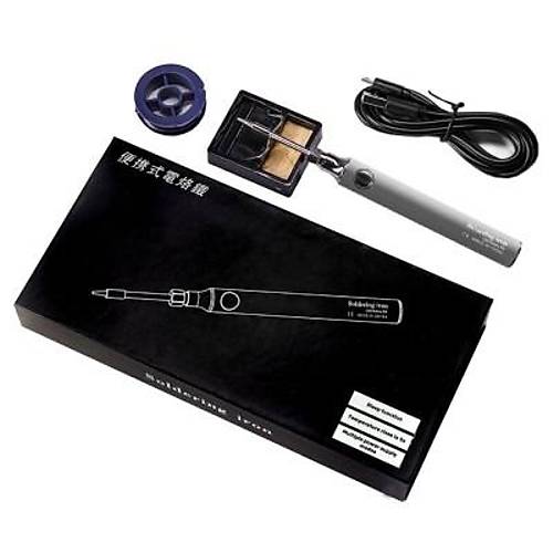 USB 5V 8W USB Gri Kalem Havya Seti - Scaklk Ayarl Mod Seimli