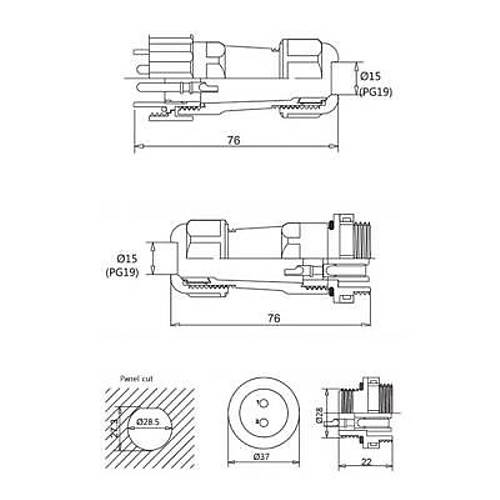 SD28 6 Pin 28mm Su Geirmez Konnektr Takm