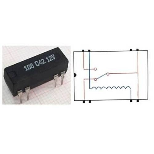 108 C42 12V Reed Röle Tek Kontak C/O 12VDC 0.25A