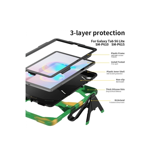 Newface Samsung Galaxy P610 Tab S6 Lite 10.4 Klf Griffin Tablet Kapak - Kamuflaj