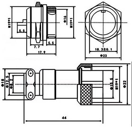 GX-20 14-Pin 20mm Mike Konnektr Takm
