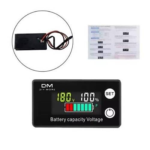 W2026 DC 8-100V Lityum Pil / Ak Renkli Kapasite Gstergesi - Alarm Modlu