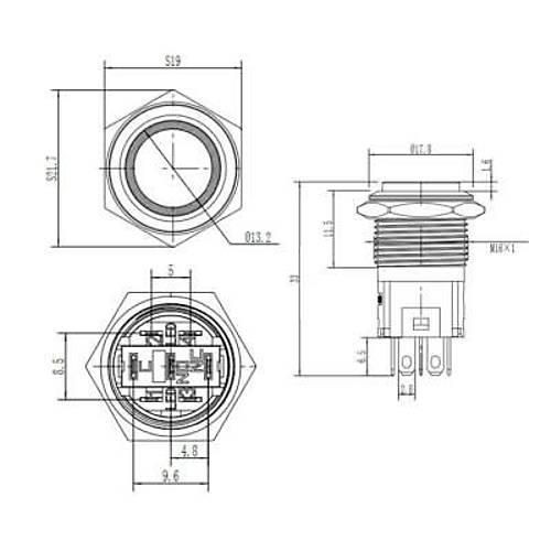 16A-G1Z-E 16mm kk Anahtarl Ikl Metal Buton - Beyaz