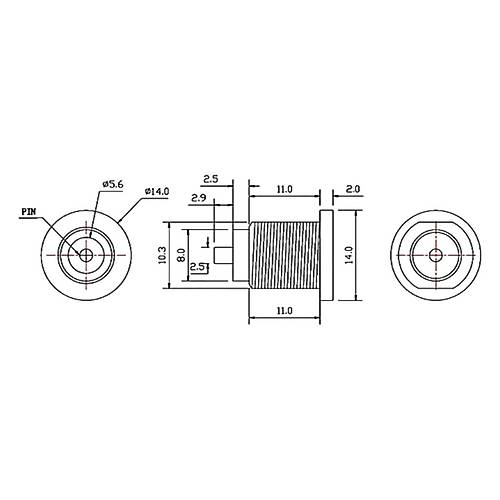 IC-258C DC Jak 2.1mm i Metal 12mm