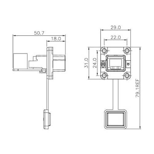 YT-RJ45-JSX-08-001 Su Geçirmez Ethernet Konnektörü - Dişi