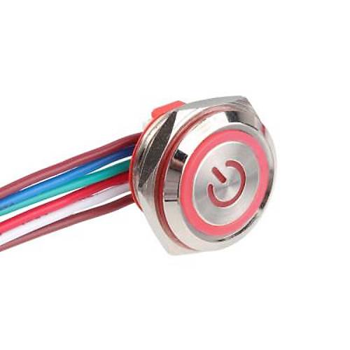 WD16C1-Wired-P1-EC 16mm Dz Yayl Krmz Ikl Metal Buton - Kablolu