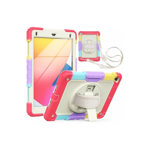 Newface iPad 5 Air 9.7 Klf Tablet Rainbow Kapak - Krmz