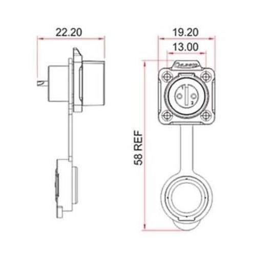 LP-12-J02SX-02-401 2-Pin Su Ge�irmez Konnekt�r - Di�i