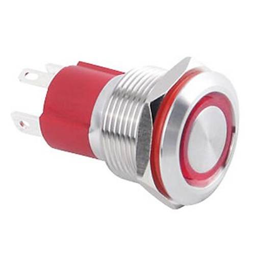 19D-P1Z-E 19mm Dz Anahtarl Ikl Metal Buton - Krmz
