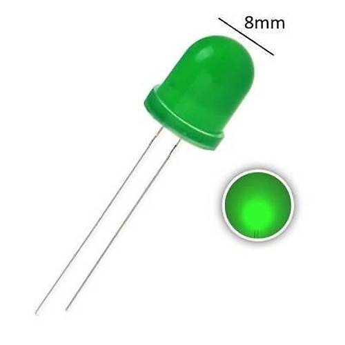 8mm Yeil Led - 10 Adet