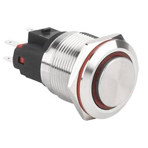 22E-G1Z-E 22mm kk Anahtarl Ikl Metal Buton - Krmz