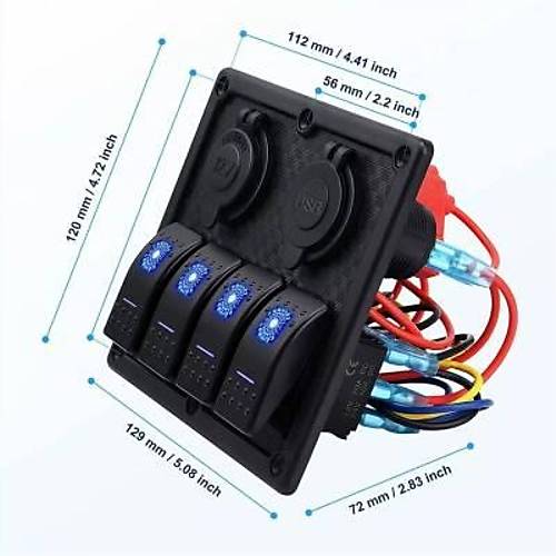4'l ON-OFF Ikl Anahtar Switch Panel 2x5V USB ve akmaklk kl