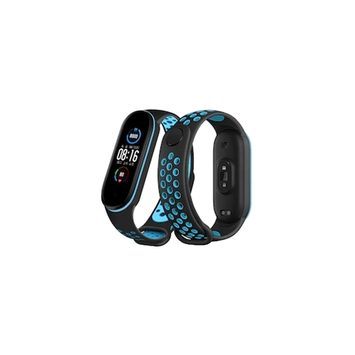 Newface Xiaomi Mi Band 6 Spor Delikli Kordon - Siyah-Mavi