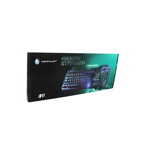 Konfulon V1 RGB Ikl Metal Yzey Trke Q Kablolu Gaming Klavye